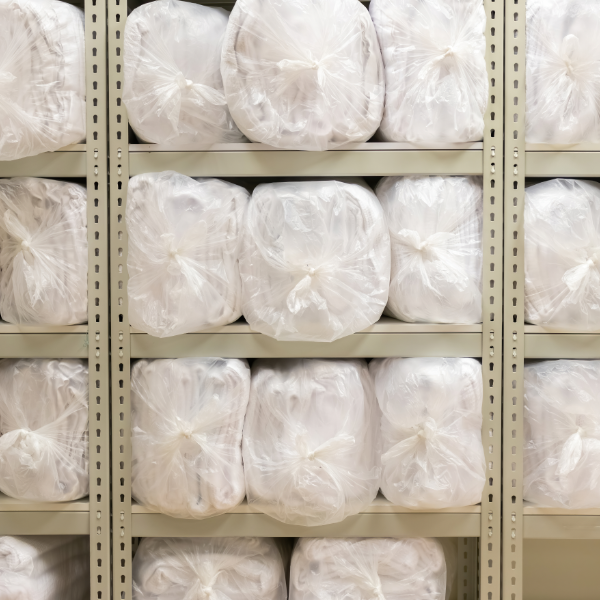 Linen Laundry Packaged On Shelves 600X600